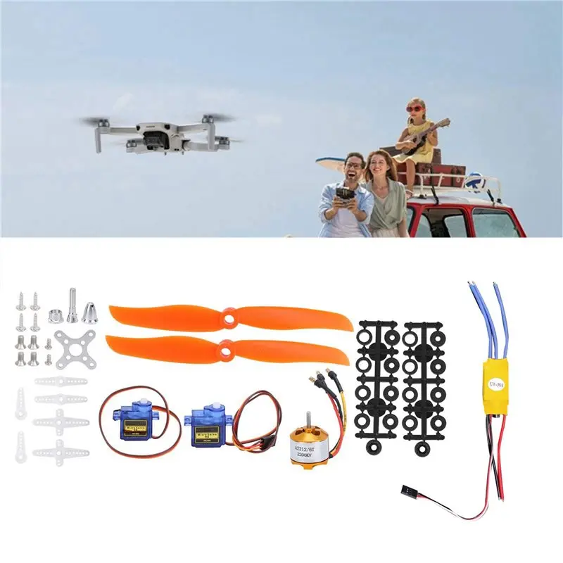 ABUM-2X SG90 Servo 2212 KV2200 Brushless Motor 30A ESC 6035 Propeller Accessory Electric Motor Kit For Rc Airplane Motor