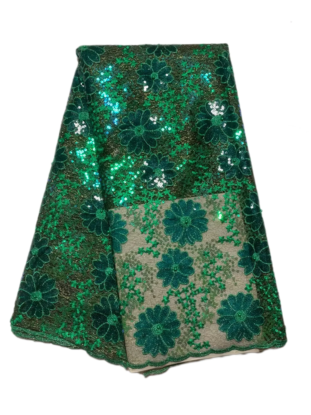 

5 Yards African Sequins Beaded Groom Lace Fabric High Quality French Tulle Lace Fabric Embroidery Nigerian Lace Fabrics Sewing