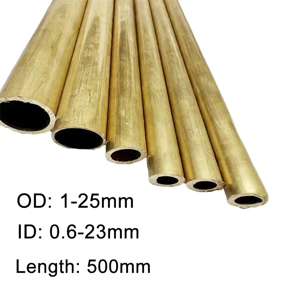 Brass Tube Diameter 1/1.5/2/3/4/5/6/7/8/9/10/11/12/13/14/15/16/18/20/22/24/25mm Round Brass Pipe Cutting Length 500mm Tool Parts