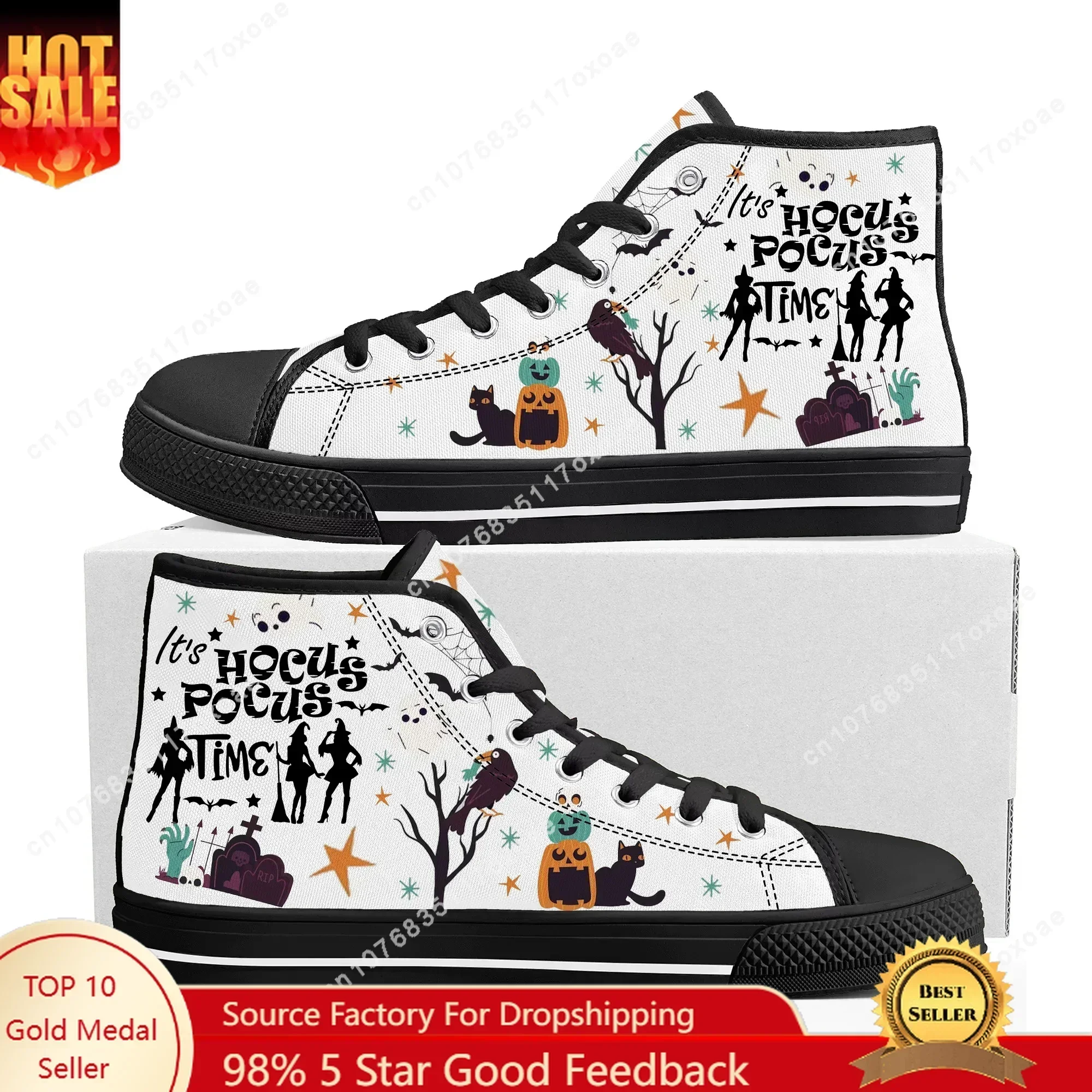 Halloween High Top Sneakers Mens Womens Teenager High Quality Hocus Pocus Sanderson Sisters Canvas Sneaker Shoe Custom Shoes