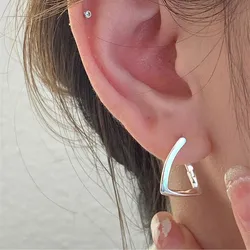 Hot 925 Silver Needle Geometric Hoop Earring For Women Girls Party Wedding Punk Jewelry Gifts eh2285