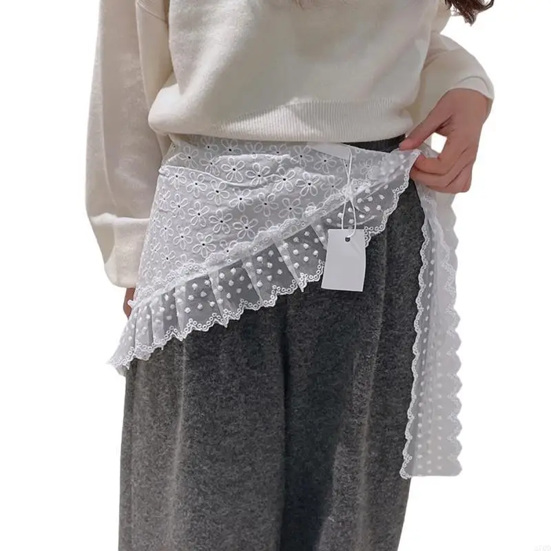 

270D Ruffled Lace Layering Fake Top Lower Skirt Half Length Mini Skirt Hemline Shirt Extender for Women Girls Gifts