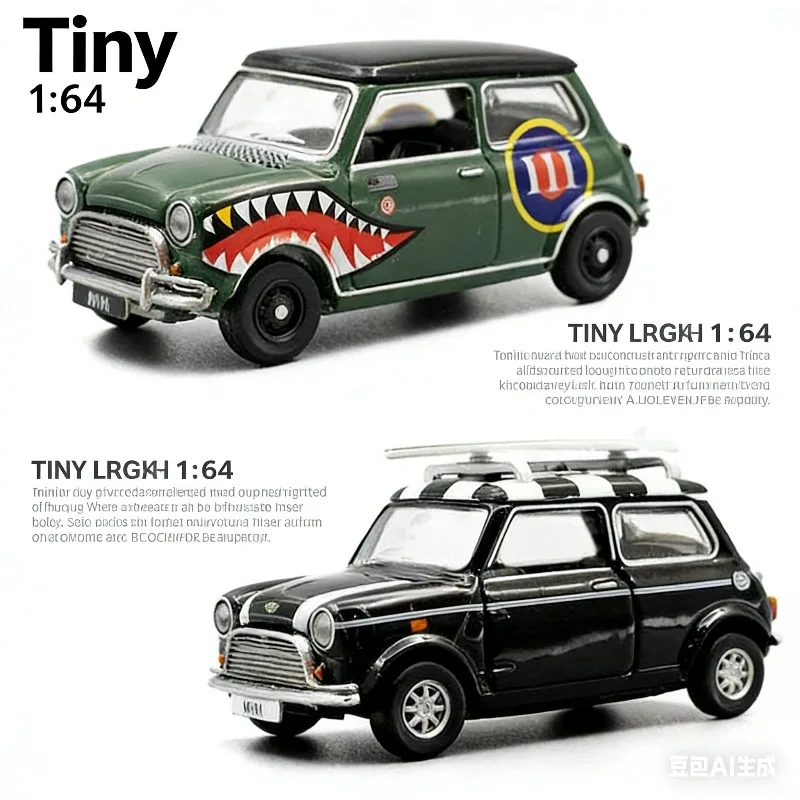 Tiny 1:50 MiniCooper Surfboard Cast-Aluminum Auto Model, Boys' Holiday Gift Toy, Adult Collection Decoration Piece.