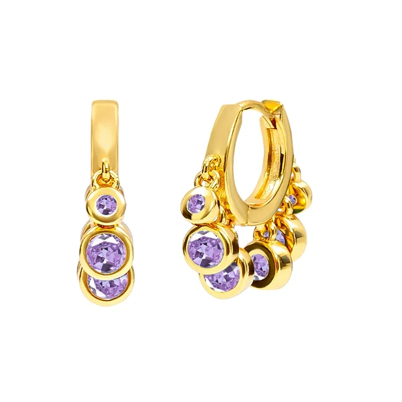 925 Sterling Silver Ear Needle Color Symmetrical 6 Round all-covered Zircon Pendants Earrings Luxurious Fashion Women's Jewelry