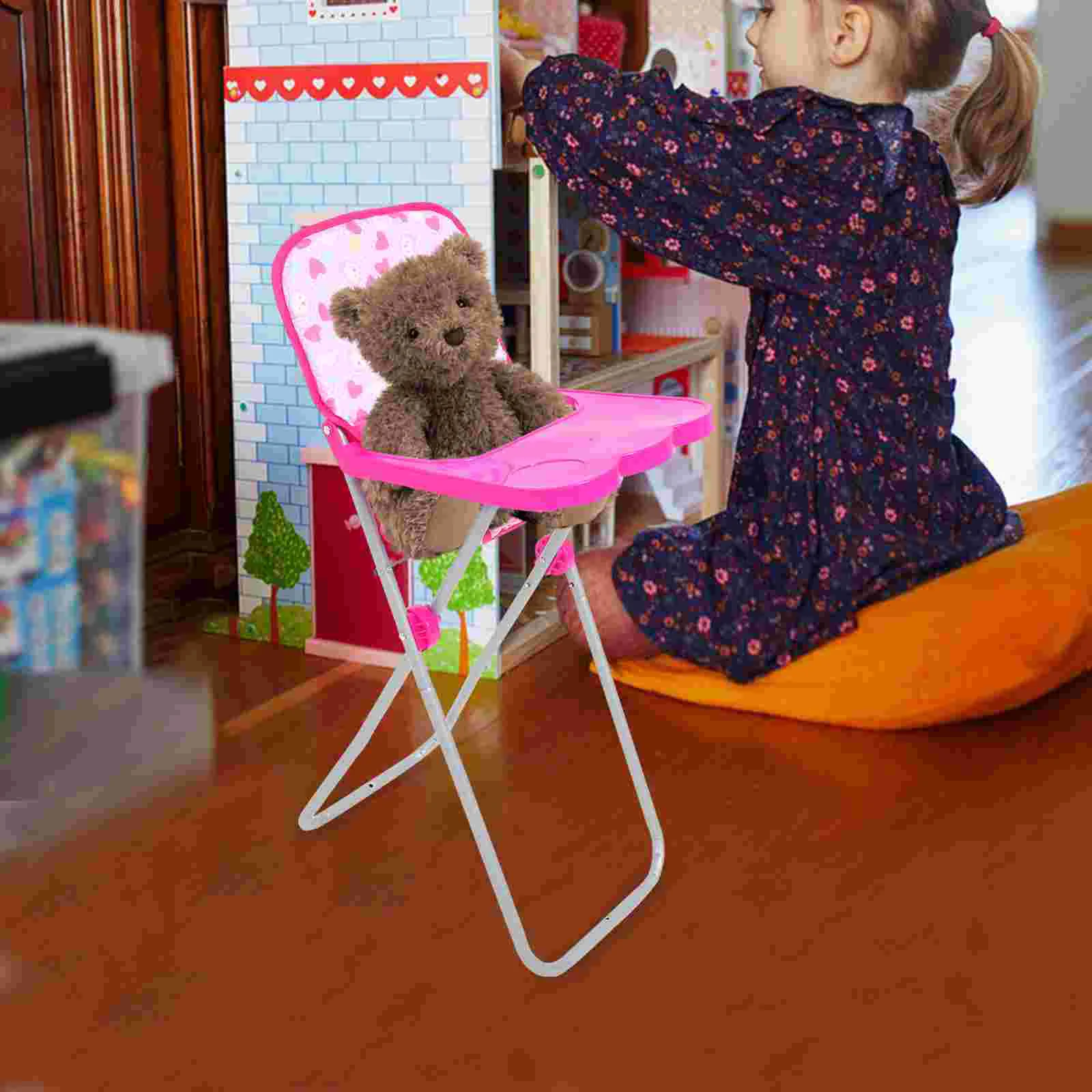 Dining Chair Simulated Highchair Toy Set Play Game Iron Baby Accessories Travel Girl Toys