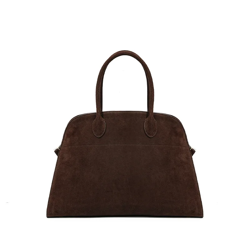 Margaux15 deerskin, Maillard high frosted cowhide handbag for women Genuine leather high-grade large-capacity suede tote bag - Image 3