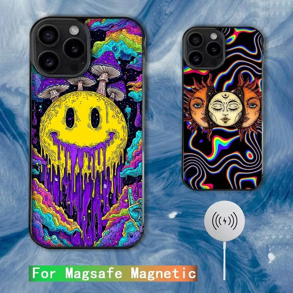 

Colourful Psychedelic Trippy Art Phone Case For iPhone 16e,15,14,13,12,11,Plus,Pro,Max,Mini Magsafe Magnetic Wireless Charging