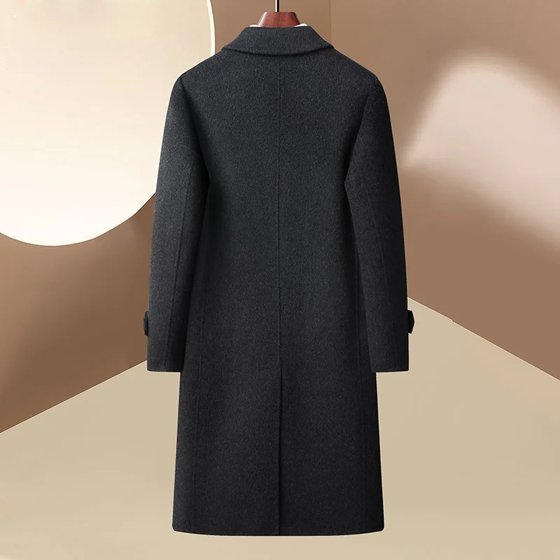 Winter Autumn Men's Double-Breasted Wool Blend Overcoat Hand Sewing Essential Coats Gentlemen Topcoat Old Money Elegant Attire