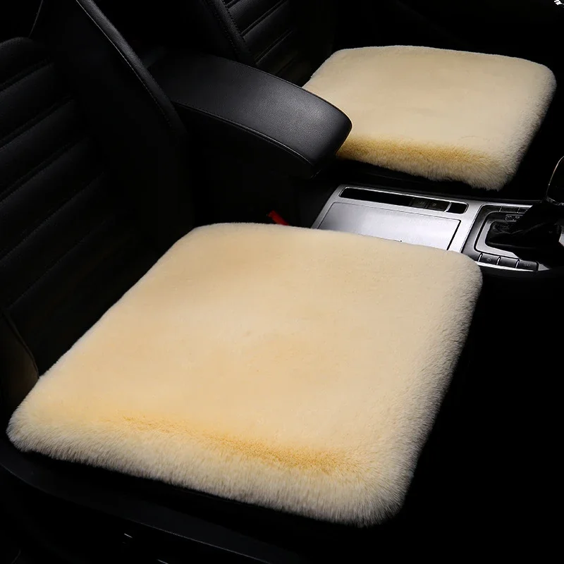 Car Seat Cushion Winter Plush Rabbit Fur Winter Warmth Thick Wool One Piece Square Cushion for Main Driver or Co-pilot