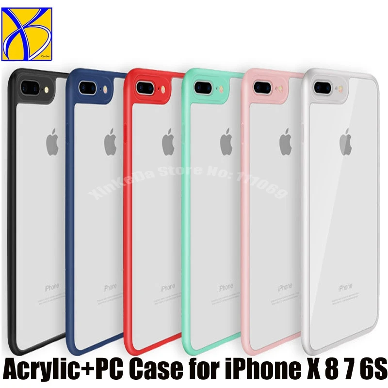 100pcs Full Protective Transparent TPU Case For iPhone X 8 Plus Fashion Clear Acrylic Thin Phone Shell For iPhone 5s 6 6S 7 Plus