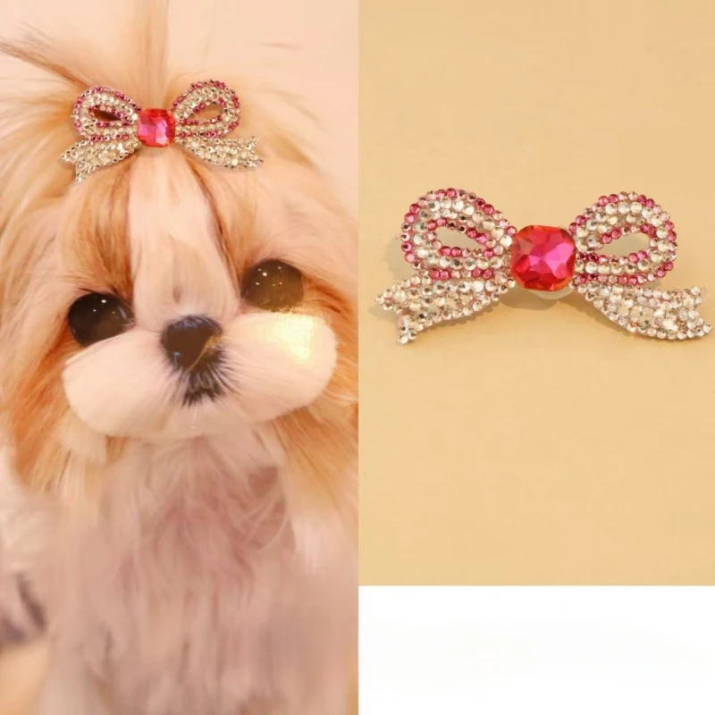 

Pet accessories, rhinestone bow, dog hair clip, Maltese, Yorkshire Terrier, Shih Tzu