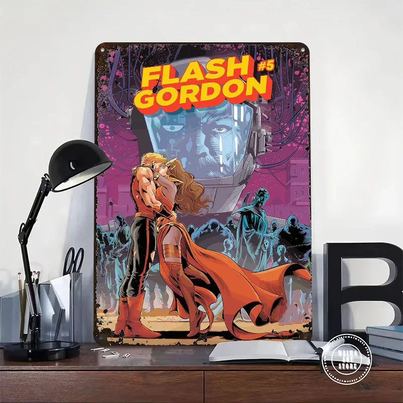 Flash Gordon #5 Comic Book Cover Poster Customized Vintage Metal Signs Wall Art Retro Tin Plaque for Room Accessories Wand Deko