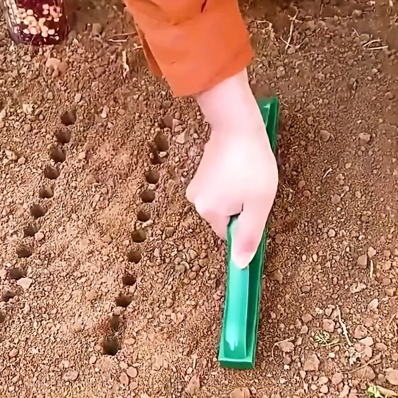 12-Hole Seed Spacer and Seeder Tool Garden Planting Template with Hole Dibber Efficient Soil Digger for Vegetable Flower Seeding