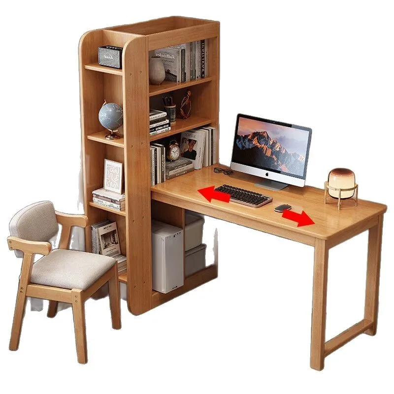 

All solid wood desk bookcase combination integrated corner bedroom writing double student learning home computer desk