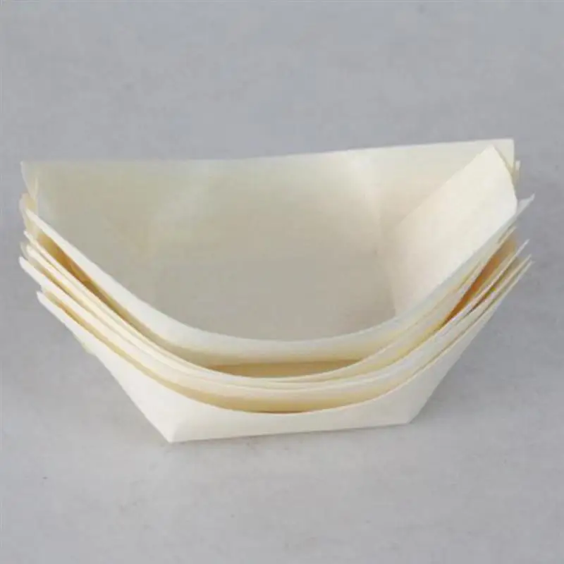 50pcs Sushi Wooden Boat Disposable Snack Bowl Food Containers Boat Baskets Snack Tableware For Kitchen Dinner