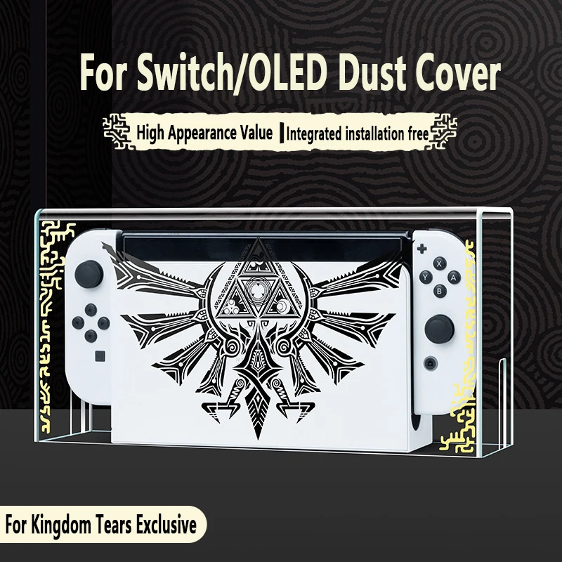 For Zelda Tears Of Kingdom Dustproof Cover Free Adjustment Light Emitting Base For Switch/OLED Acrylic Shell Game Accessories