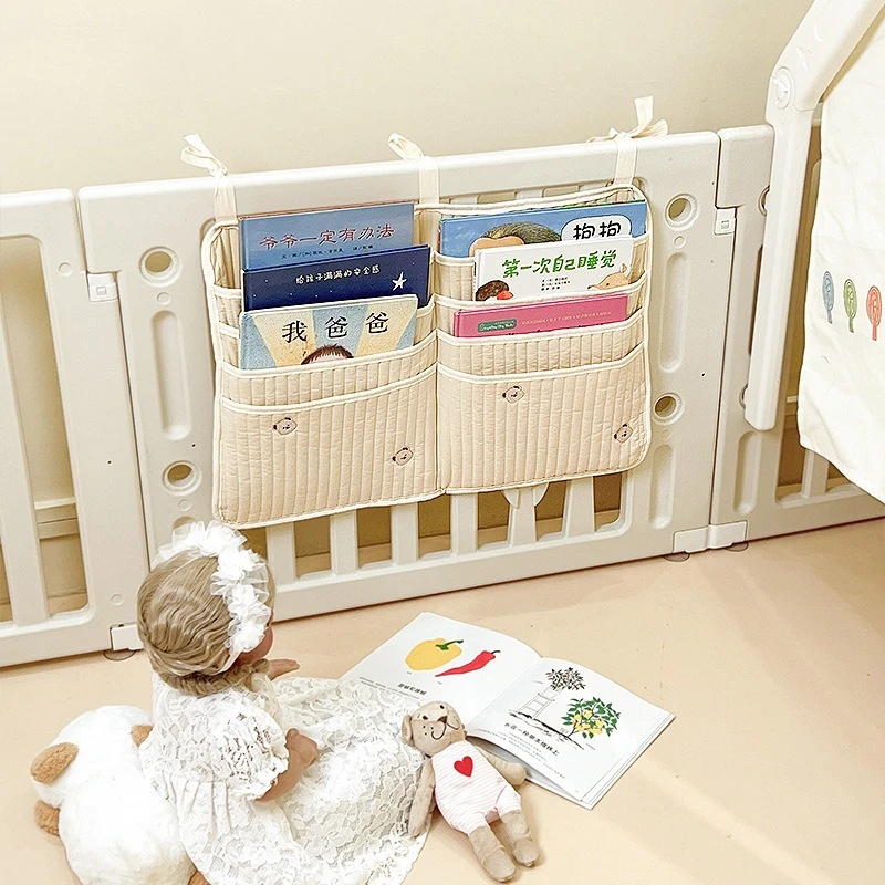 

Hanging Bag Baby Fence Storage Basket Baby Climbing Mat Book Toy Bed Hanging Basket Diaper Bedside Universal