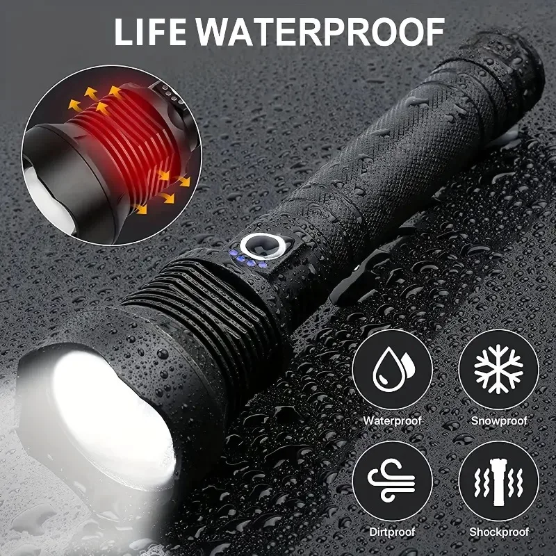 XHP360 Led Flashlight 18650 Rechargeable USB Torch Light Powerful Tactical Flash Light Zoom Hunting Lantern Waterproof Hand Lamp