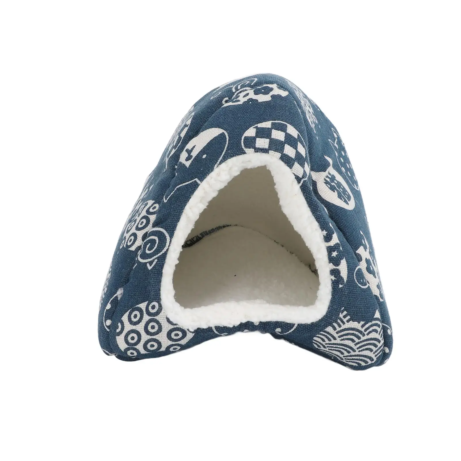 Cozy Winter Hamster Bed - Windproof Small Pet Cave for chinchilla , Guinea Pig, Hedgehog & Ferret - Blue Cat Head 20x20x20cm