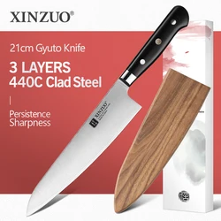 XINZUO Butcher's Knife 3 Layers 440C Forged Steel Stainless Steel 210mm Gyuto Knife 60 HRC Kitchen Chef Knives G10 Handle