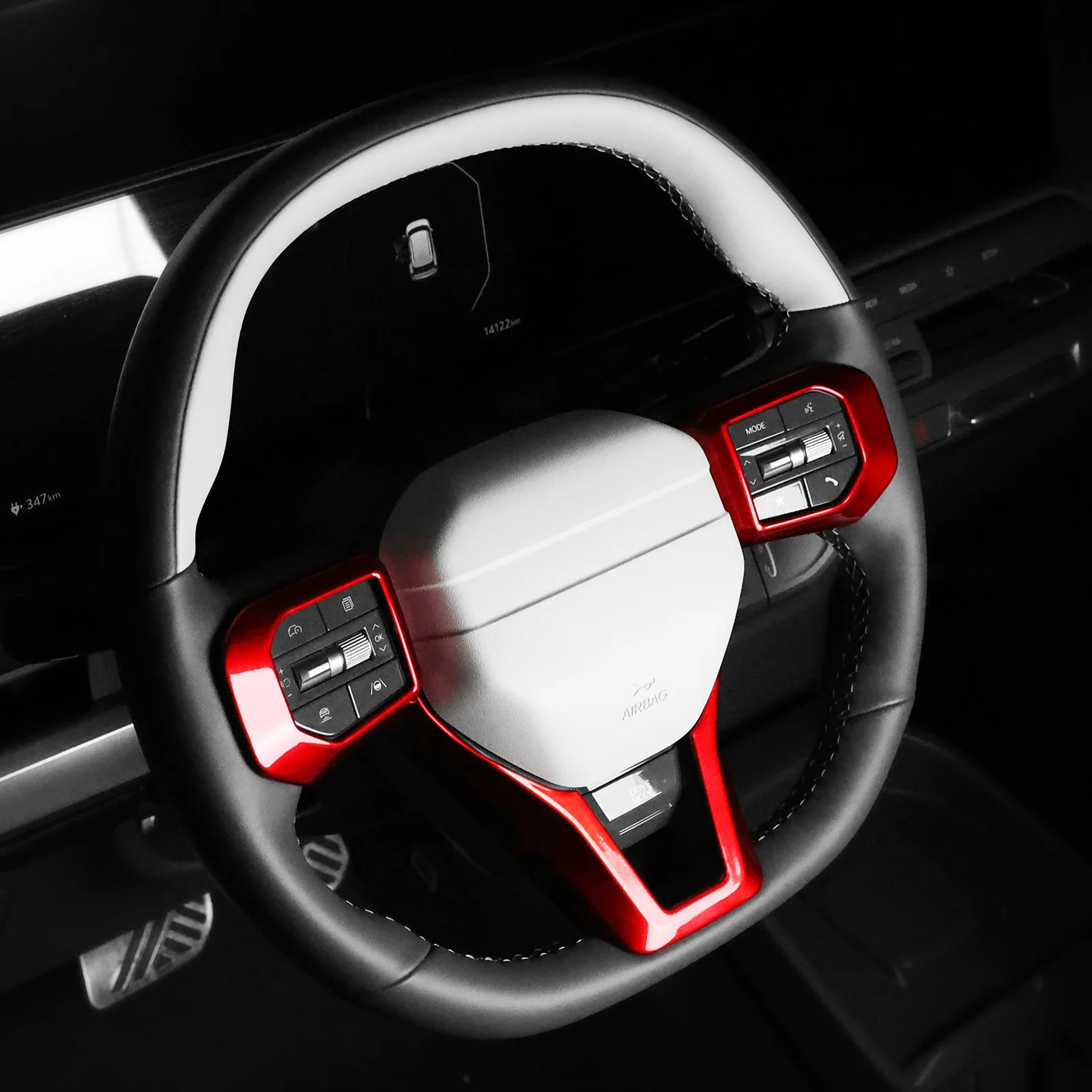 Red Interior Steering Wheel Button Cover Chin Panel Frame Trim ABS Car Accessories 3pcs For Kia EV3 GT Line
