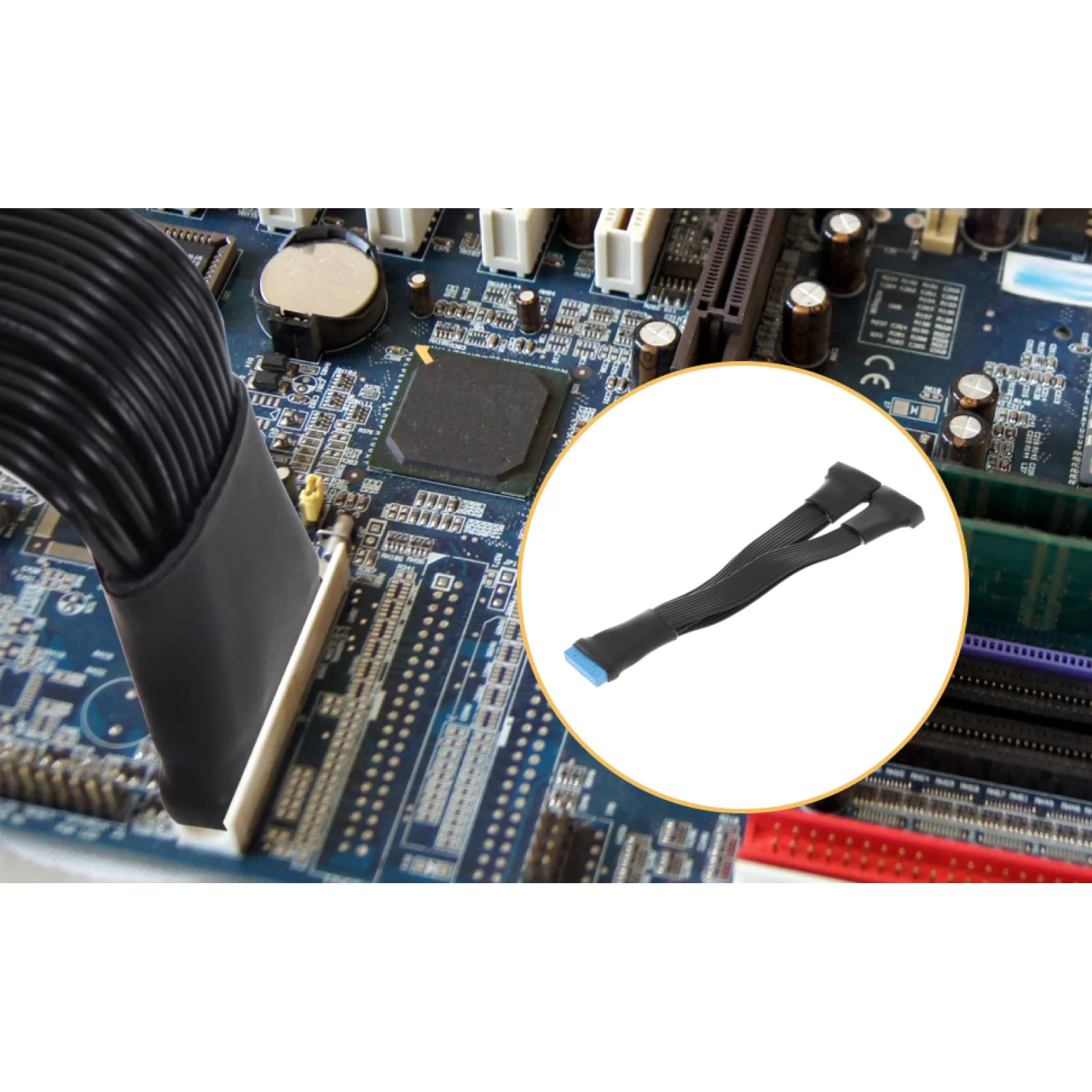 Motherboard USB3.0 Header Male to Female Multiplier 1 to 2 Adapter Cable for Computer Motherboard