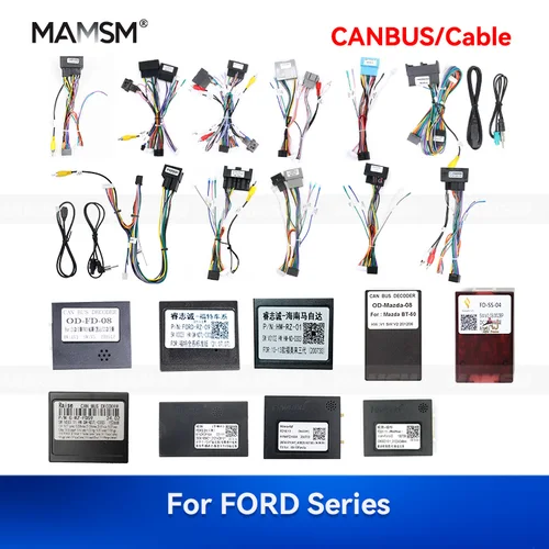 MAMSM para FORD KUGA/Edge/F250/Ford/Ecosport/focus Cable de Radio de coche adaptador Canbus decodificador de conector de arnés de cableado de alimentación Android