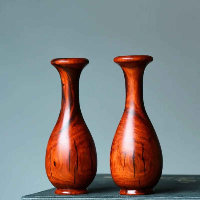 مزهرية خشب الصندل الأحمر المفصص الهندي زخرفة منزلية إبداعية