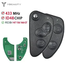 YOCASTY 433MHz ID48 Chip Flip Remote Key For Alfa Romeo 147 156 166 GT Replacement Folding Car Key 2/3 Buttons With SIP22 Blade