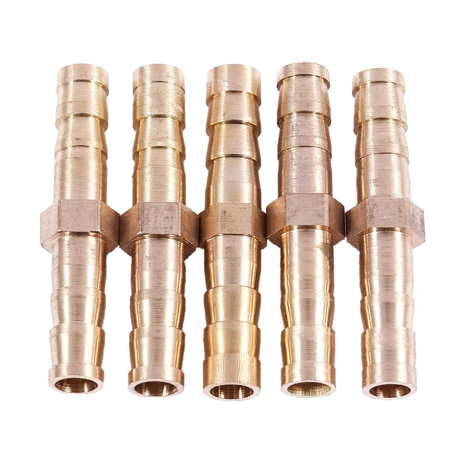 

5 pcs Gold Tone Brass Straight Hose Connector Joiner