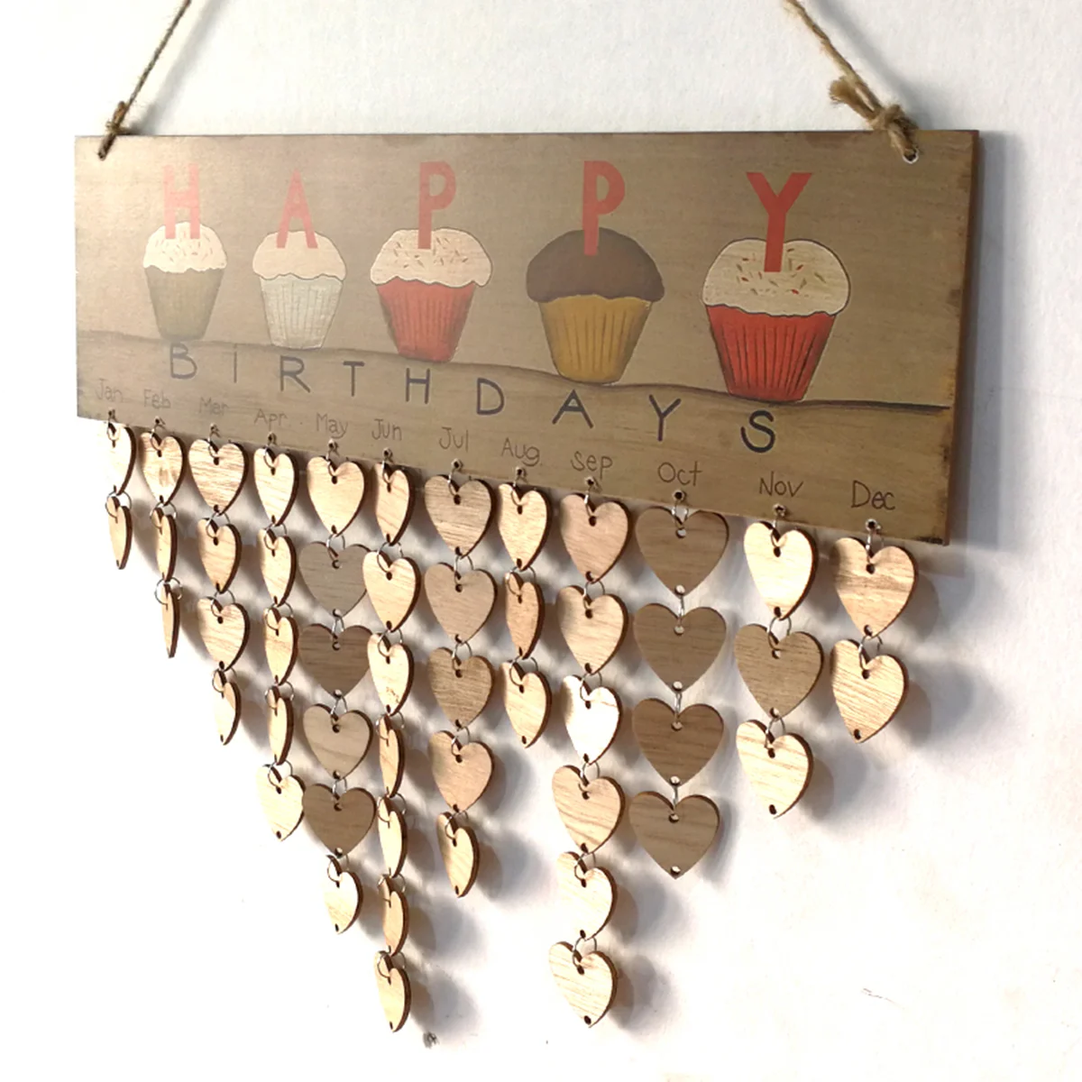 

Wooden Hanging Calendar Plaque Decorate Birthday Reminder Happy Sign Wall Board