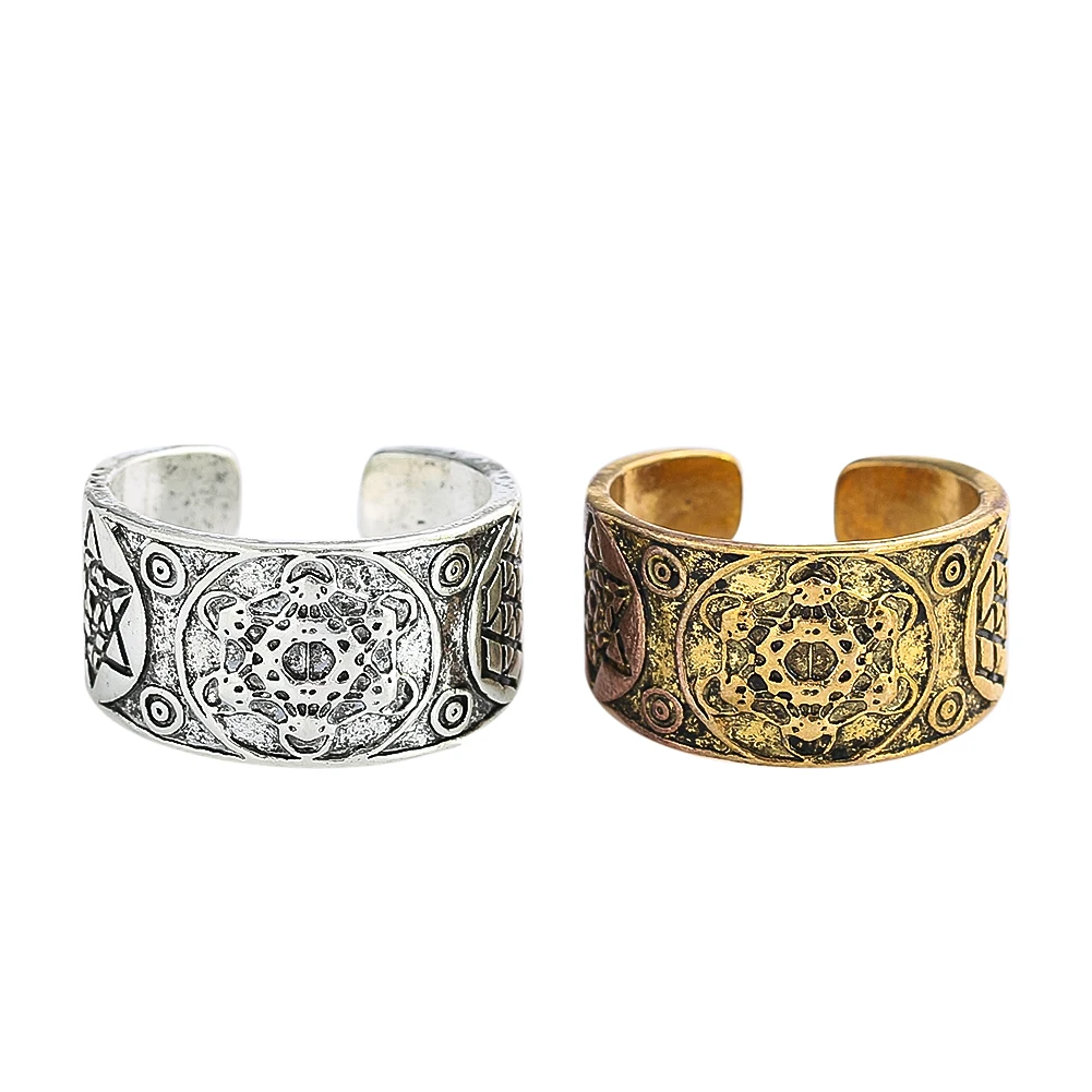 

Classic Metatron Archangel Adjustable Rings Geometric Flower of Life Yoga Meditation Open Finger Ring Statement Jewelry Gift