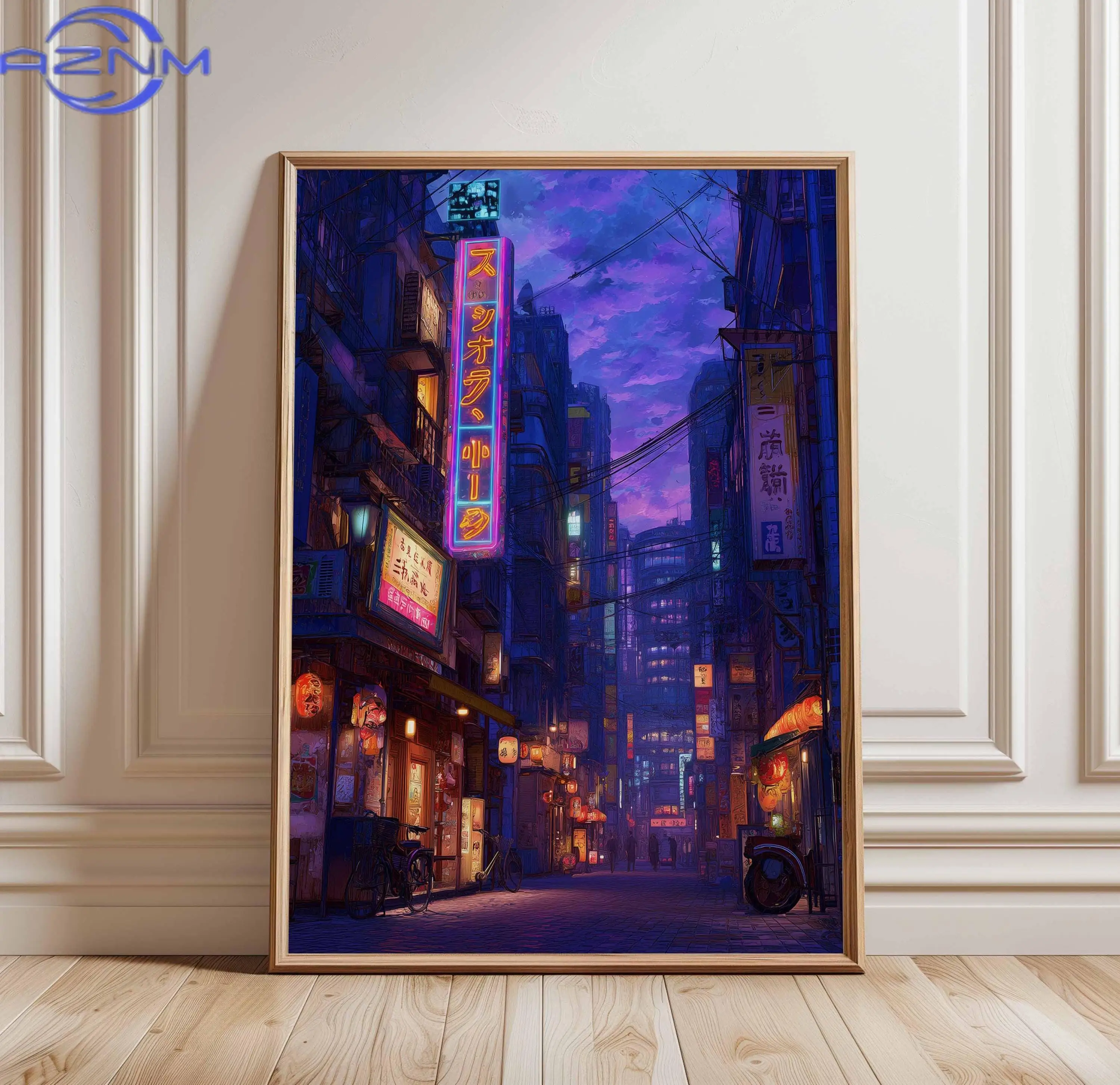 Póster de Neón de la Calle de Tokio, Arte Mural de Ciudad Nocturna Cyberpunk, Decoración de Luces Urbanas Japonesas, Decoración del Hogar Estilo Anime Futurista