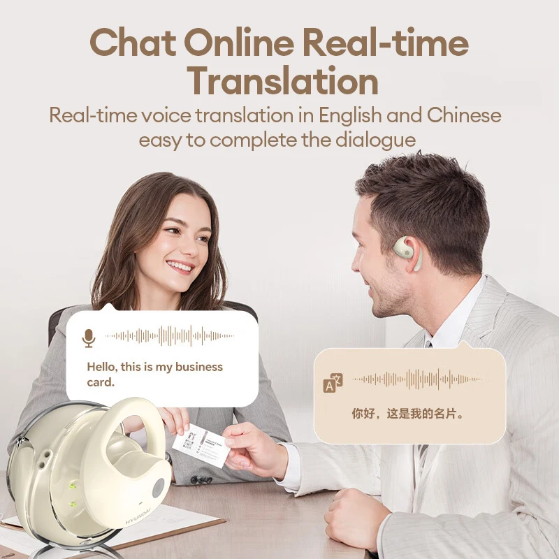 Choice HYUNDAI HY-T26 AI Translation Earbuds 75+ Languages Wireless Real-time Intelligent Translation Earphones Waterproof