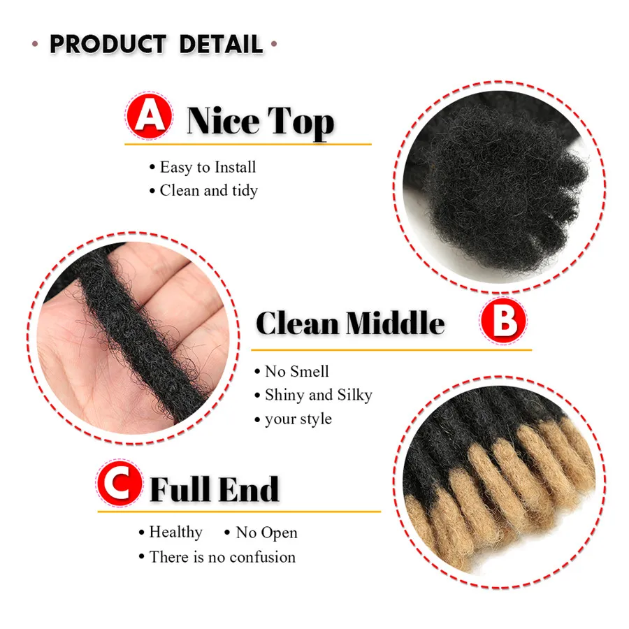 Rastas hechas a mano para mujeres y hombres Afro, extensiones de cabello sintético de ganchillo negro Reggae, 6-20 pulgadas, venta al por mayor