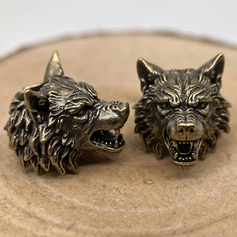 New DIY Handmade Woven Lanyard Pendants Wolf Head Brass Knife Beads EDC Outdoor Umbrella Rope Bracelet Charms AccessoriesAcc - view 4