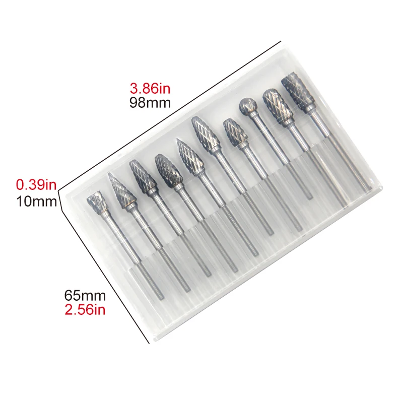 Set Alat Pengasah Kayu 10 pcs, Kepala Pengasah Baja Tungsten Double Grain 3*6, Pengasah Listrik, Kikir Rotary Paduan Keras