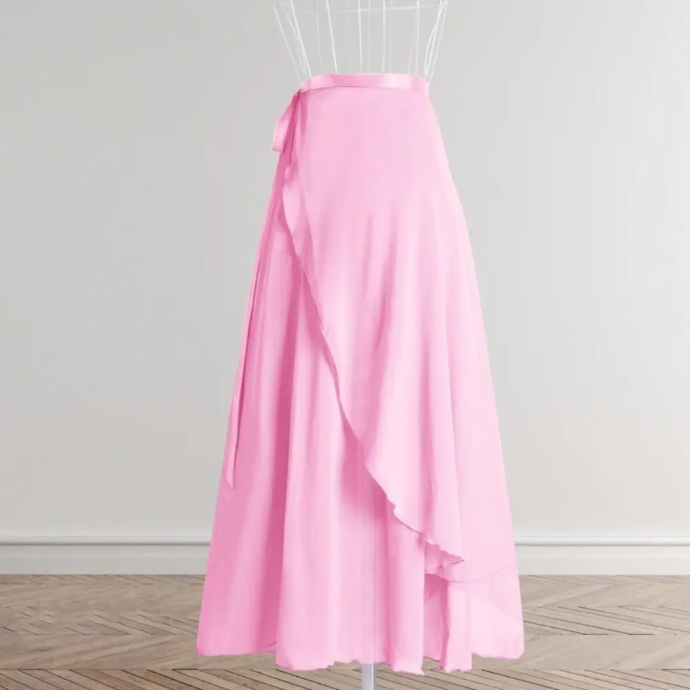 Long Tie Up Ballet Skirt Dance Dress Wrap Scarf Fairy Ballet Tutu Skirt Dance Accessories Pure Color Long Chiffon Dance Skirt