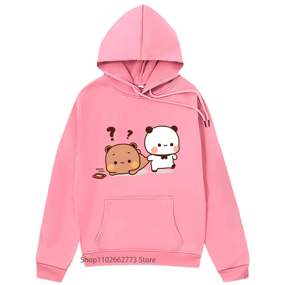 Panda Bear Graphic Hoodies Cartoon Bubu and Dudu Sweatshirt Girls Kawaii Print Pullover Women Casual Plus Size Streetwear