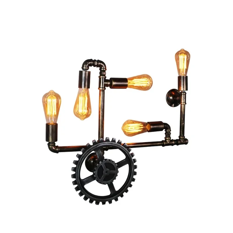 

Vintage industrial wind wall lamp wrought iron decoration aisle bar cafe restaurant creative water pipe lamp