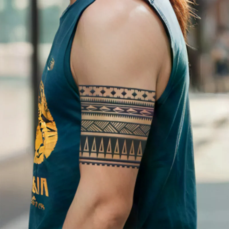 

Браслет с геометрическим узором, водонепроницаемая временная татуировка, стойкая 1-2 недели, реалистичная полупостоянная поддельная татуировка