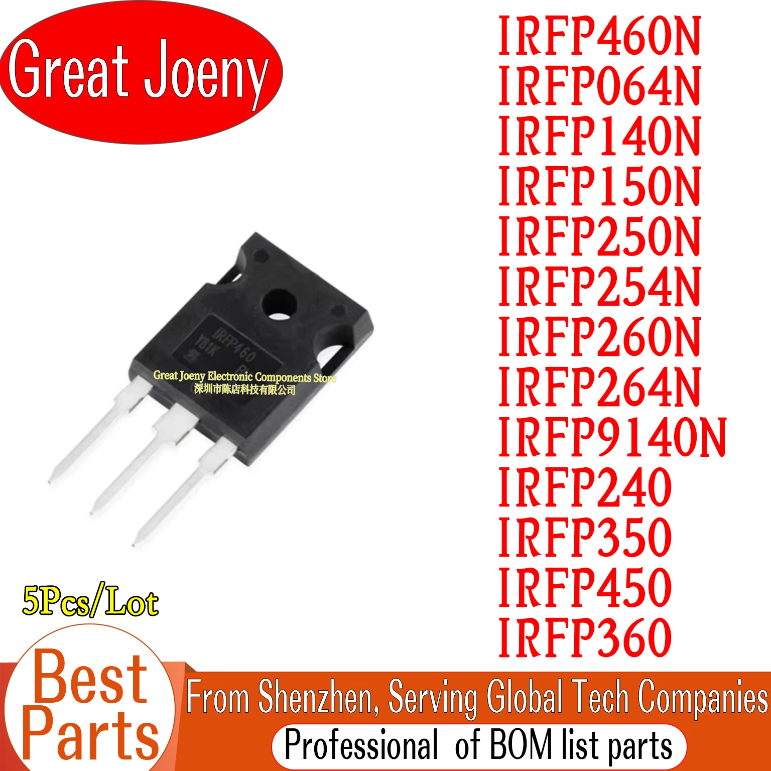 5pcs 100% New IRFP460N IRFP064N IRFP140N IRFP150N IRFP250N IRFP254N IRFP260N IRFP264N IRFP9140N IRFP240 IRFP350 IRFP450 IRFP360