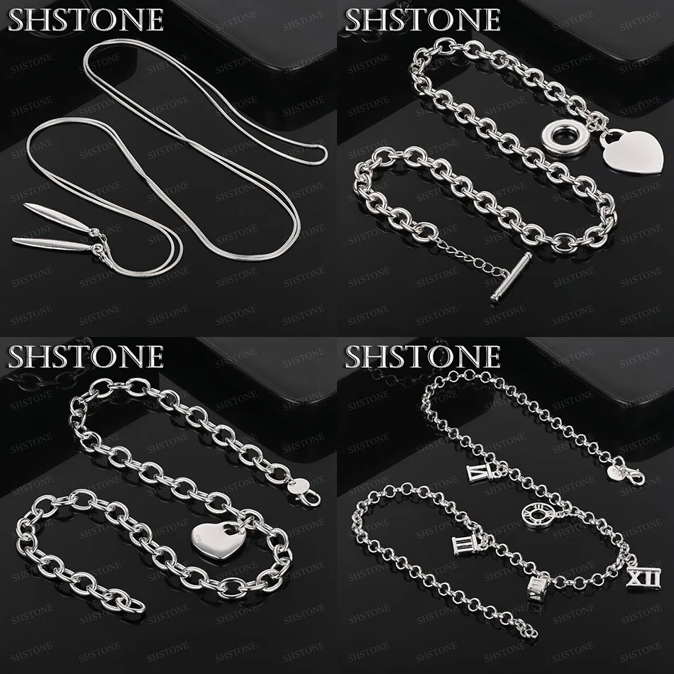 

925 Sterling Silver Long Leaf Heart Roman Numeral Necklace Women Nice Jewelry Christmas Party Nice Accessories Holiday Gift
