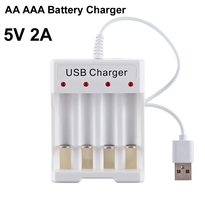 Universal USB Output Battery Charger 4 Slot Adapter For AA / AAA Battery Rechargeable Quick Charge Battery Charging Tools