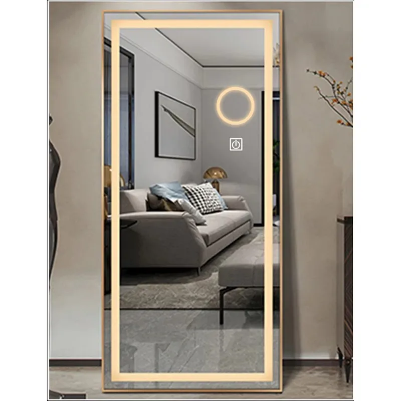 Full Body Floor Length Wall Mirror Touch Large Wall Light Emitting Diode Locker Room Mirror Smart Light Emitting Diode Lighting