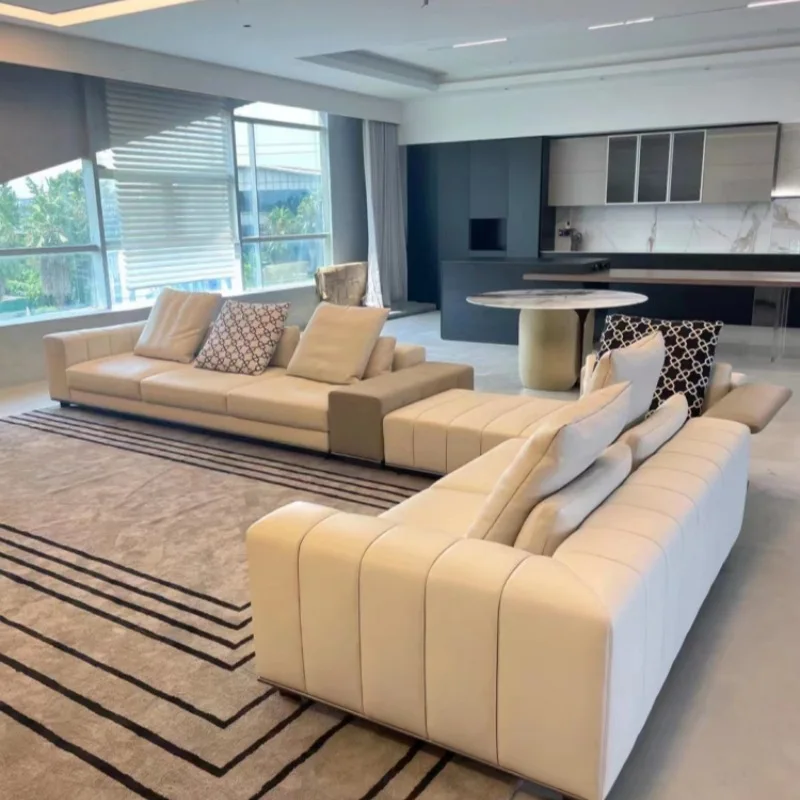 Italian minimalist piano key sofa villa large flat floor special-shaped simple wind corner straight row combination sofa