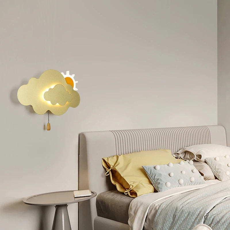 Imagem -04 - Minimalista Modern Cloud Lâmpadas de Parede Quarto das Crianças Abajur Berçário Quarto do Bebê Menina Menino Quarto