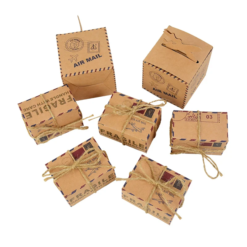 10 قطعة حقيبة سفر كاندي صندوق كرافت ورقة هدية صناديق التعبئة مع مقبض حبل العلامات الزفاف عيد الميلاد زينة حفلة عيد الميلاد #5