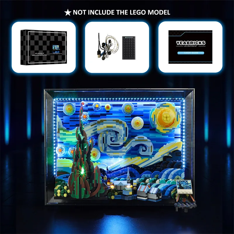 Vincent Van Gogh 21333 :The Starry Night 2316pcs Moc Art Painting Building Blocks Bricks Model Educational Toy Gift