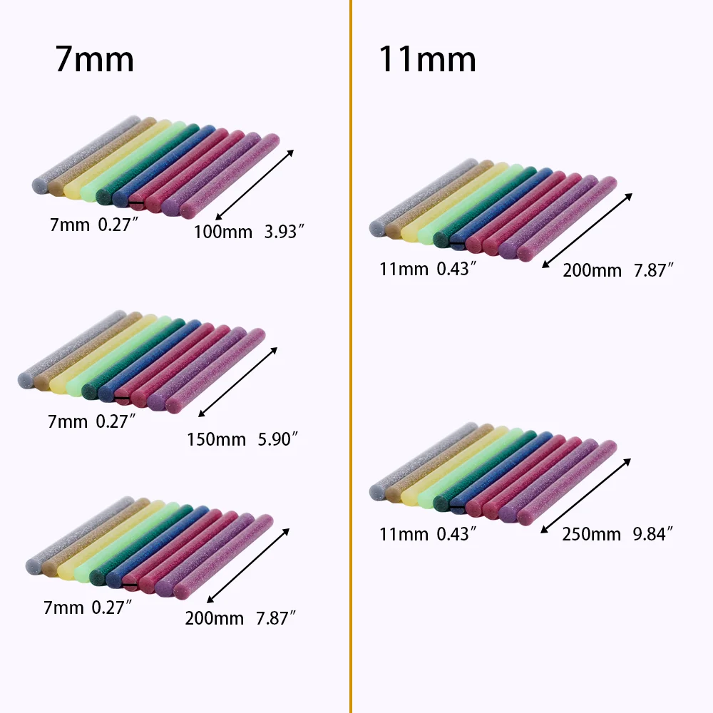 10Pcs Hot Melt Glue Sticks Dazzle Colorful 7x100/200mm Adhesive Sealing Wax Stick Home Craft DIY Repair Tool For Heat Glue Gun